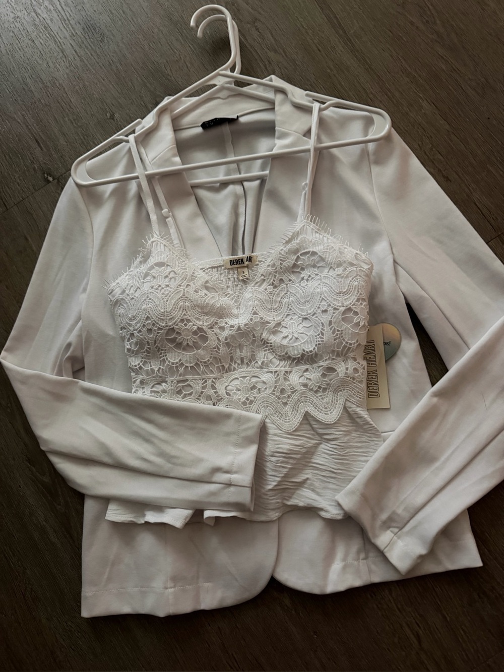 bebe White Lace Trim Cami Top